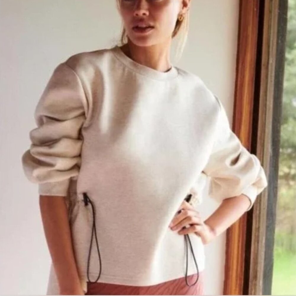 Varley Cinched Pullover Sweatshirt Oatmeal Beige